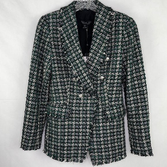Rachel Zoe Contemporary Fit Tartan Plaid Tweed Jacket - Picture 2 of 15